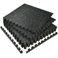 SUPERJARE 0.56'' Thick 6 Pcs 24 Sq Ft Rubber Top Exercise Equipment Mats, High Density EVA Foam Mats with Rubber Top, Interlocking Gym Flooring for Home Gym, Protective Workout Mat, Black/Blue - size: 6 Tiles (24 Sq Ft)