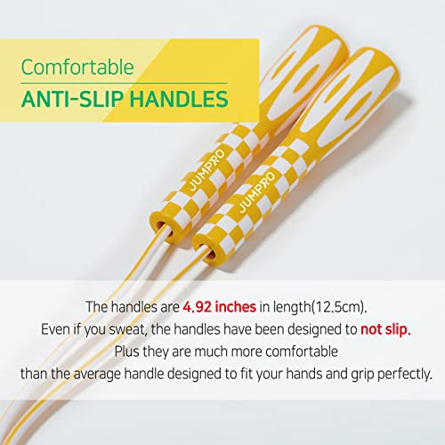 KSY Kids Jump Rope (Crystal Series) – Durable PVC Jump Rope for Kids Ages 6-12 – Lightweight, Adjustable, and Tangle-Free – Made in Korea - color: Yellow/White