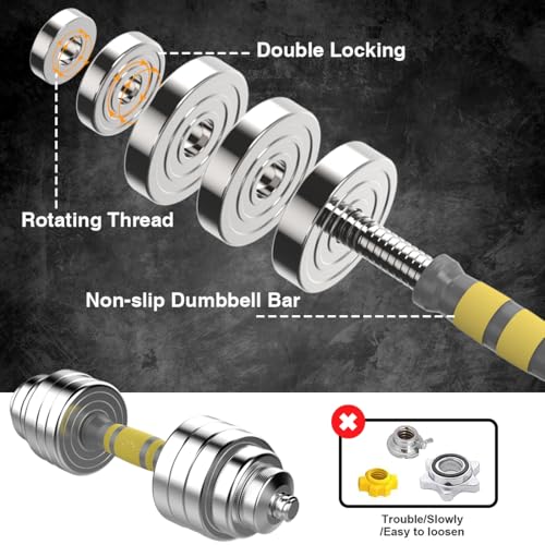 PHOEROS Adjustable Dumbbell Set - 44/66/88 LBS weights set, Dumbbell Barbell 3 in 1, Steel Dumbbells Pair with Connecting Rod for Adults Women Men Fitness Workout, Home Gym Exercise Training Equipment - color: 88lbs
