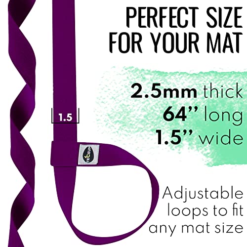 TECEUM Yoga Mat Strap – Extra Soft & Thick Cotton Carrier for All Mats | Adjustable Skin-friendly & Non-Slip Mat Holder Sling in 30+ Colors [Mat Not Included] - color: Deep Purple, size: 64 IN