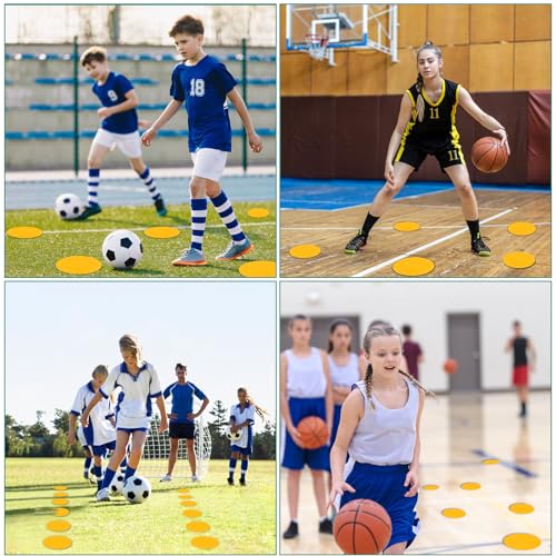 Spot Markers 4inch 9inch Rubber Agility Dots Flat Cones Non Slip Sports Dots Floor Spots Agility Markers for Kids Soccer Football Basketball Speed Agility Training - style: 12pcs Yellow 9inch