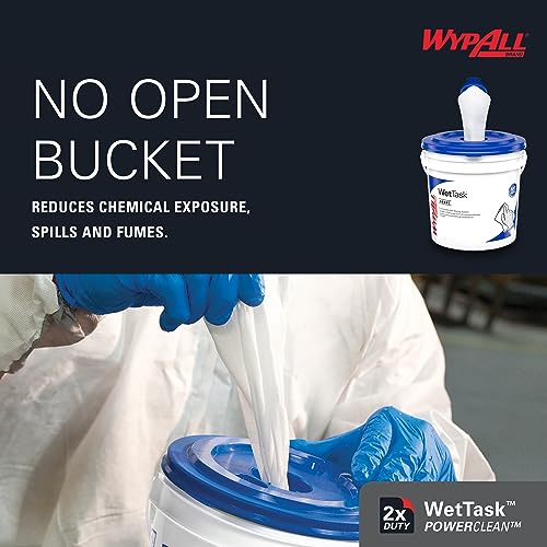 WypAll PowerClean WetTask Wipes for Solvents System (06006), Center-Pull, White, Refill Only (275 Sheets/Roll, 2 Rolls, 550 Sheet Total)