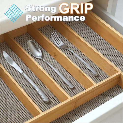 Songrey Non-Adhesive Drawer and Shelf Liner, Non Slip Cabinet Liners, Protect Kitchen Cupboard, Bathroom Drawers, Breathable, Thick Strong Grip mat (17.5IN x 10FT, Dark Gray) - color: Dark Gray, size: 17.5"W x 120"L