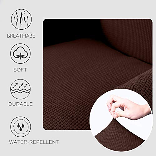 Granbest Premium Water Repellent Wingback Chair Cover 2-Piece High Stretch Jacquard Fabric Wing Back Chair Slipcovers (Wing Chair Cover, Chocolate) - color: Chocolate