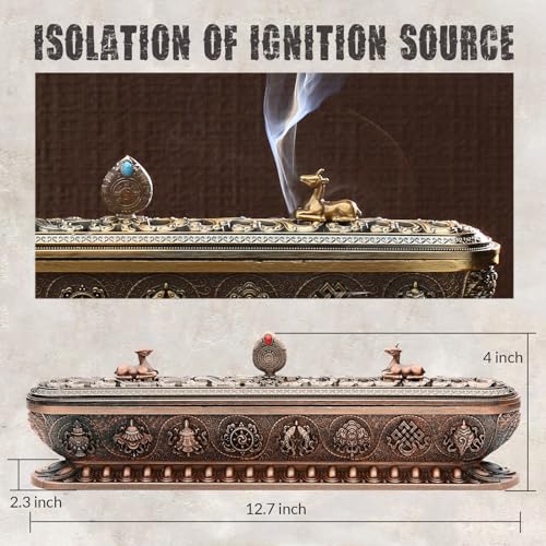 Incense Holder for Sticks Incense Burner with Ash Catcher Incense Stand for Yoga Meditation Home Office Decor - Red Bronze