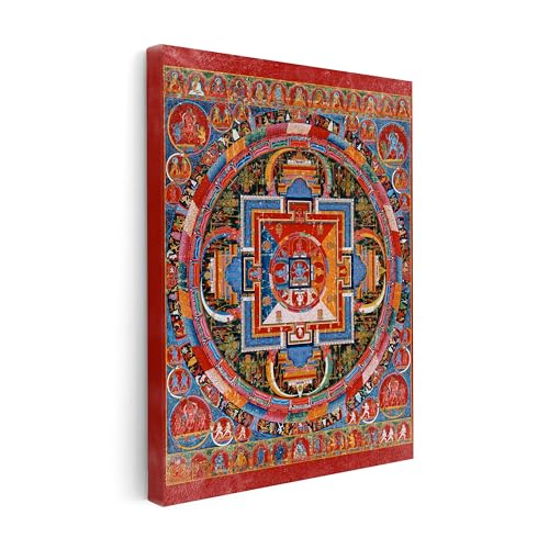 Monem Art Vintage Mandala of Jnanadakini Canvas - Retro Six-Armed Goddess Print - Tibet Art - Gift for Men & Women - Wall Decor for Living Room, Bedroom or Office - Available in 8x10 to 30x40 - color: Style-12