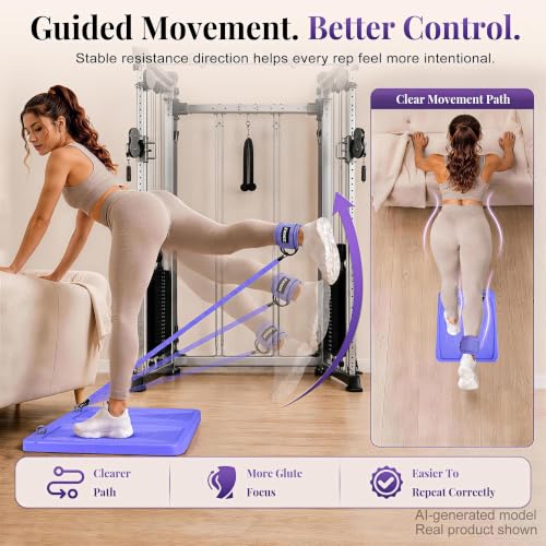 Glute Workout Equipment, Ankle Resistance Bands with Cuffs & Fabric Bands Set for Women, Exercise Board for Kickbacks,Glutes, Hip Thrusts, Thighs & Legs Workout,Portable Home Gym Fitness - color: 1purple