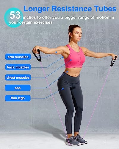 Resistance Exercise Band with Handles, Workout Band Weight Band for Physical Therapy,Strength Training Home Gym Fitness,with Door Anchor & Storage Bag. - color: Yellow (5lb-10lb)
