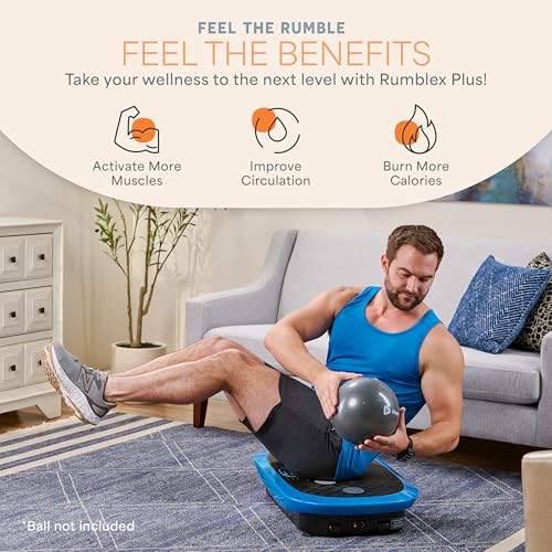 Lifepro Rumblex Plus/Pro 4D Vibration Plate Exercise Machine with 60 Speeds | 3 Motors, 7 Training Modes, Bluetooth Speaker, Wristband Remote — Vibration Plate for Lymphatic Drainage, Muscle Activation - color: Blue, size: Small