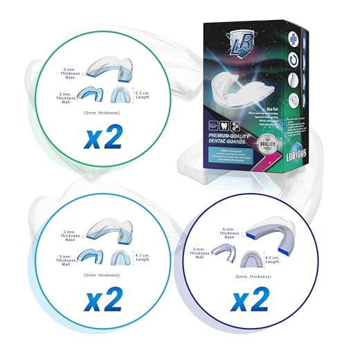 Moldable Mouthguards Pack of 6 in 3 Different Sizes– Customizable, Moldable, Trimmable Dental Night Guard for Teeth Grinding, Clenching, Athletic Sports, and Whitening Tray