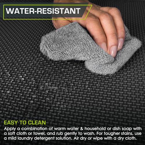 ProsourceFit Weaved Pattern Extra Thick Exercise Puzzle Mat 1-inch, EVA Foam Interlocking Tiles for Protective, Cushioned Flooring for Home and Gym Equipment; Black, 48 SQ FT, 12 Tiles - color: Black, size: 12 Pack (48 SQ FT)