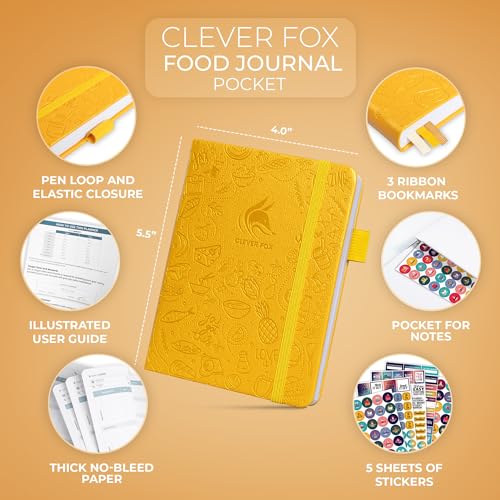Clever Fox Food Journal Pocket - Daily Food Diary, Meal Planner to Track Calories & Nutrients, Weight Loss Tracker Notebook, 4x5.5” (Amber Yellow) - color: Amber Yellow, size: Pocket (4.0'' x 5.5'')
