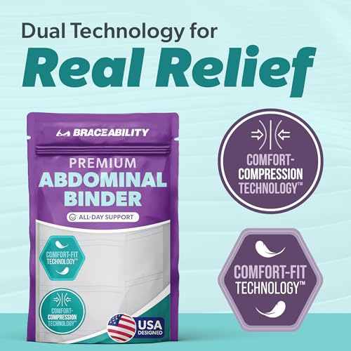 BraceAbility Medical Abdominal Stomach Binder - Belly Band Compression for Diastasis Recti, Postpartum, Post-Surgical Wrap for Tummy Tuck Recovery, Post op Ab Binder for Women and Men (M/L 12") - size: M/L 12"
