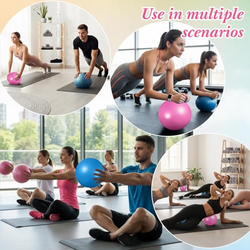 Aoriher 10 Pack 9 Inch Small Pilates Ball Bulk Mini Exercise Ball Portable Non-Slip Workout Yoga Balls with Air Pump for Stability, Barre, Fitness, Balance, Physical &Core, Gym Home Office Use - color: Pink,Blue