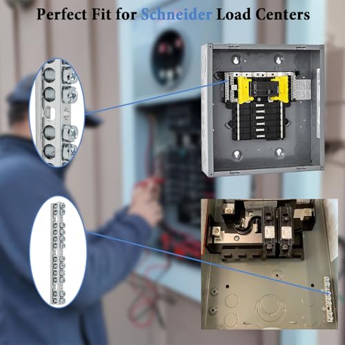 Ground Bar Kit for Square D 2 Pack | 12 Terminal Grounding Bar Compatible with Schneider Electric Load Centers - size: 12 Terminal