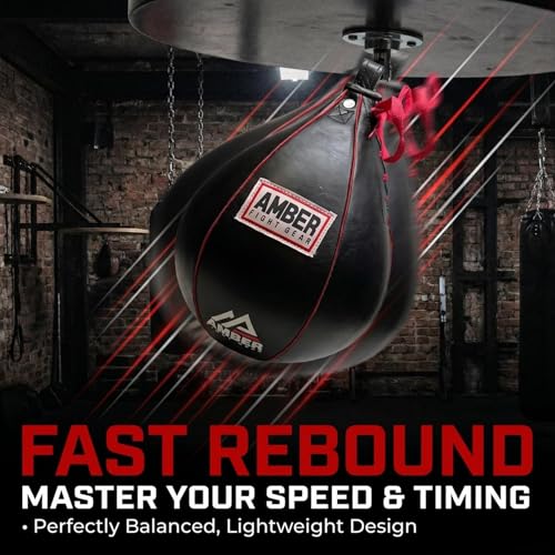 Amber Sports Genuine Leather Speed Bag for Boxing & MMA – Handcrafted Punching Ball for Reflex & Speed – Balanced for Fast Rebound – Available in Sizes XS, S, M, L - size: Small (6"x9")