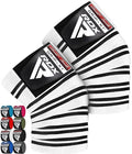 RDX Knee Wraps for Weightlifting, 78” Elasticated Straps Power Lifting Leg Press Support Gym Fitness Squats Workout Men Women - color: White