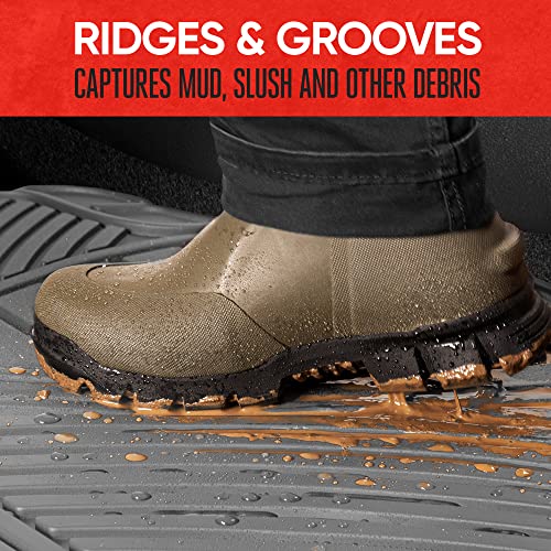 Motor Trend FlexTough Performance All Weather Rubber Car Floor Mats - 3 Piece Floor Mats Automotive Liners for Cars Truck SUV, Heavy-Duty Waterproof (Gray) - color: Gray