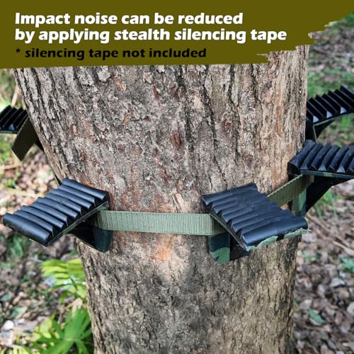 Saddle Hunting Platform Steps, Ultra-Light Ring of Steps for Climbing Bow Hunting with 6 Feet Heavy-Duty Strap & Cam Buckle, Ergonomic Anti-Slip Design - size: 6 Pack