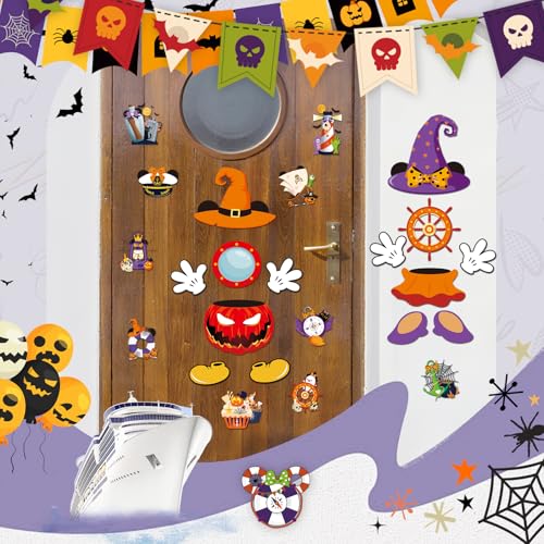 RiVolTa Halloween Cruise Door Magnets - 12 Pcs Mouse Funny Ship Cabin Decorations Magnetic Stickers Spooky Pumpkin Anchor Stateroom Decals Accessories for Carnival Holiday Party Refrigerator Car Decor - color: Halloween