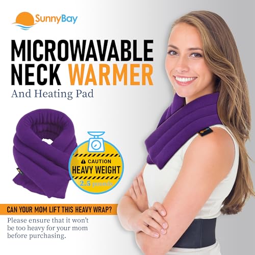 SunnyBay Lavender Microwave Heating Pad, 26" Long Microwavable Neck Wrap & Heat Pack for Moist Hot Therapy, Heated Neck Warmer for Neck, Shoulder & Back Pain Relief, Flaxseed Filling, 26x6, Purple - color: 6x26 Scented - Purple