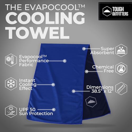 Tough Outdoors Cooling Towels for Neck Face - Neck Cooling Towel for Hot Weather Yoga Sports Golf Sweat - Instant Cold Towel - 3 Pack - color: Royal Blue/ Dark Gray/Green, size: 3 Pack