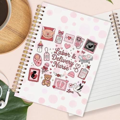 Labor and Delivery Nurse Gifts Spiral Notebook 5.5x8.3 in, NICU Nurse Gifts, Retro Boho Nursing Hardcover Notebook Journal for Women - color: Labor and Delivery Nurse Gifts
