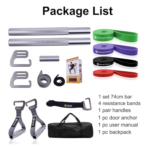 J Bryant Fitness Heavy-Duty Resistance Band Bar with Resistance Bands, E-Shaped Hook Design, 500lb Load Capacity, Anti-Slip Surface, Carry Bag Included, for Strength Training and Fitness - color: Set2