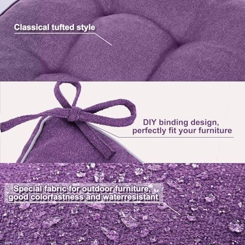 Chunful Set of 5 Outdoor Bench Cushions Set 44 x 19 Inch Tufted Waterproof Patio Furniture Seat Pad with Throw Pillows Loveseat Cushion for Square Settee Indoor Sofa Wicker Couch (Purple) - color: Purple