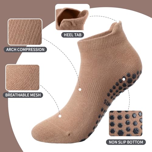 Halloscume Yoga Mat Bag Set for Women Including Yoga Tote Bag (Without Mat) Booty Resistance Bands Non Slip Sports Socks Silicone Ties for Pilates Travel Workout Office Home Gym - color: Brown