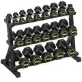 HANDBODE Dumbbell Set with 3-Tier Rack, 390-790 lb | Heavy Duty Weight Stand for Dumbbells, Space-Saving Metal Storage Organizer, Sturdy Dumbbell Holder for Home Gym - style: 496 lb Set (5-45 lb) *2 & Rack