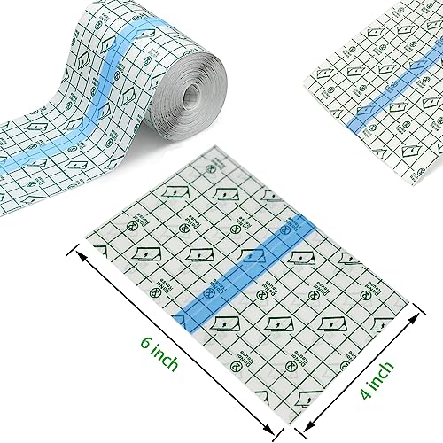 50 Pieces 4 x 6 in Stretch Waterproof Adhesive Bandages Transparent Film for Tattoo Aftercare and Skin Repair Adhesive Tattoo Supply Wrap - size: 4 x 6 Inch(Pack of 50)