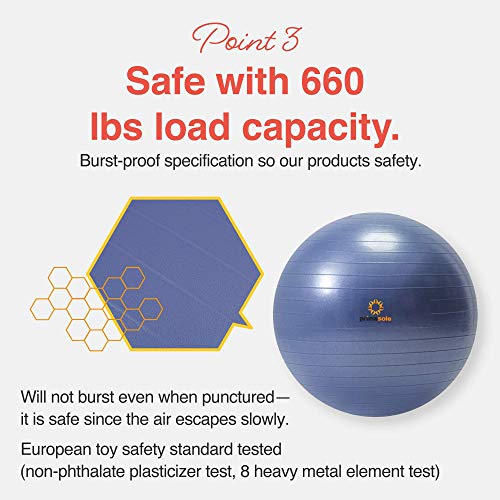 Primasole Exercise Ball for Balance Stability Fitness Workout Yoga Pilates at Home Office & Gym Birthing Ball for Pregnancy, Office Ball Chair - color: Indigo Blue, size: 75 cm