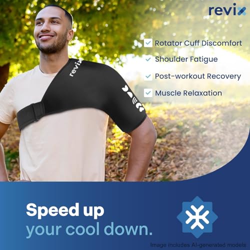 REVIX Large Shoulder Ice Pack for Rotator Cuff Cold Therapy, Premium Solid Gel Shoulder Ice Pack XL with Soft Lycra, Reusable Large Cold Pack for Men and Women Post-Workout Recovery & Discomfort - size: XL, style: Basic