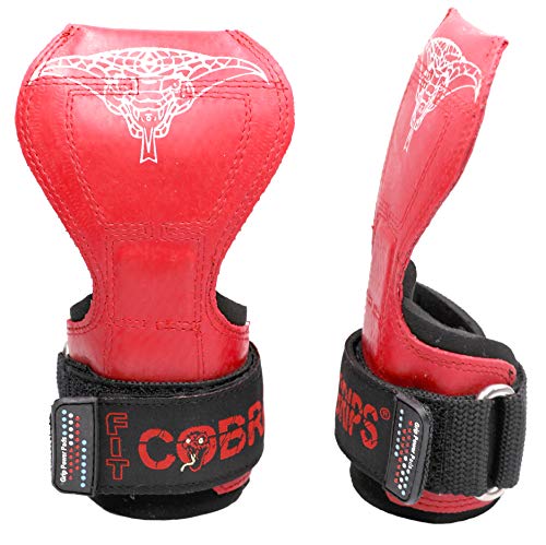 Cobra Grips Weight Lifting Gloves with Adjustable Neoprene Padded Wrist Wraps - Heavy Duty Alternative to Power Lifting Hooks for Deadlifts - color: FIT Red Rubber, size: 4.25 - 7.0"