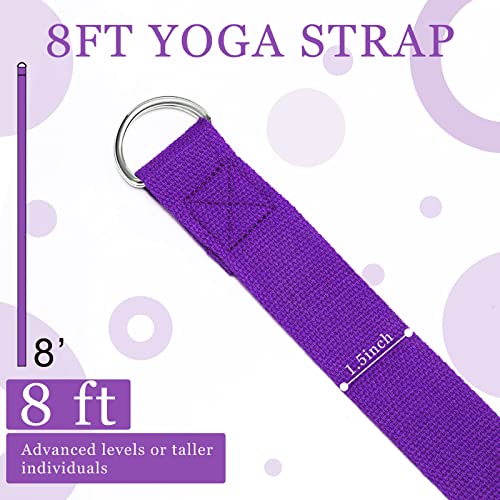 6 Pcs Yoga Strap for Stretching 8 ft Yoga Exercise Adjustable Straps Bands with Safe D Ring Buckle for Pilates, Gym Workouts, Fitness, Physical Exercise, Dance, Improve Flexibility - color: Purple