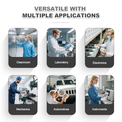 Cleanroom Wipers 9"x9"(50 Pcs, 100% Polyester, Class 100, 140GSM) Double Knit 100% Lint Free Cloths with Ultra-fine Filaments, Laser Sealed Edge Ultra-Soft Wipers - size: 9" x 9" (Pack of 50)