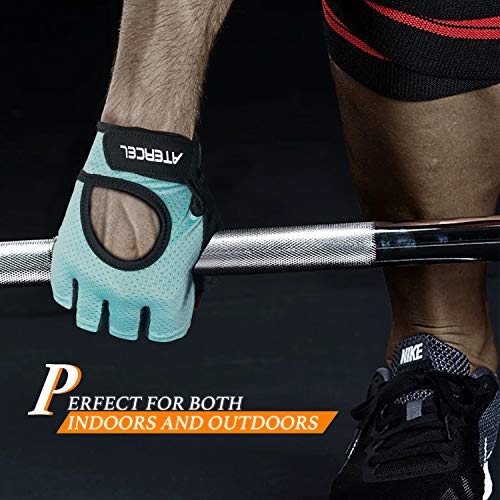 ATERCEL Weight Lifting Gloves Full Palm Protection, Workout Gloves for Gym, Cycling, Exercise, Breathable, Super Lightweight for Mens and Women - color: Aqua, size: Medium (Pack of 2)