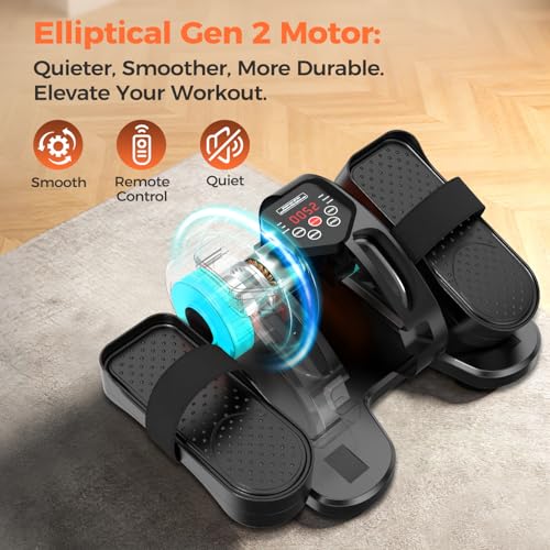 ESL Under Desk Elliptical, Electric Elliptical Leg Exerciser for Seniors | 12 Speed Adjustable, Quiet Elliptical Exercise Machine with Remote, Seated Pedal Exerciser with Strap, Portable - color: Black