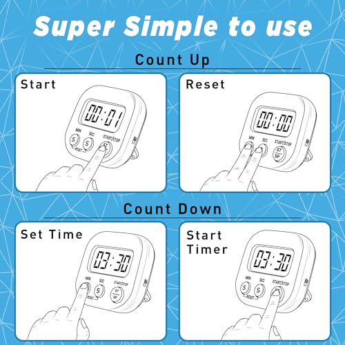 Kitchen Timers for Cooking and Baking with Big Digital Numbers and Loud Alarm Used in Cooking, Classroom, and Office. - size: Pack of 1