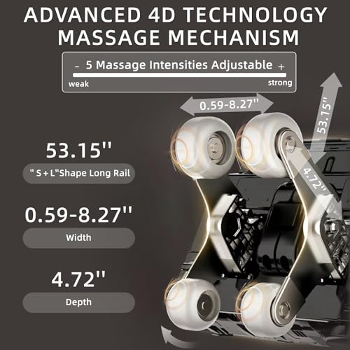 MassaMAX 4D Full Body Massage Chair for Daily Comfort Upgrade-Yoga Stretch, AI Voice Control, 55" SL Track, Zero Gravity, Extendable Footrest, 15 Modes, Foot Rollers, Waist & Calves Heating with Cover - color: Black