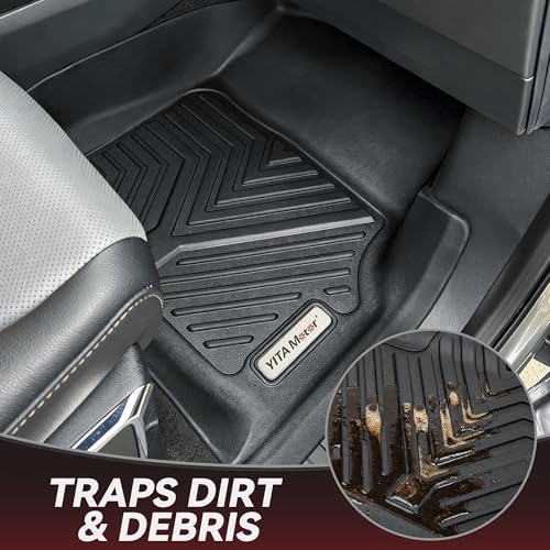 YITAMOTOR Floor Mats fit for Hyundai Kona 2018-2023 (Not for EV), TPE Custom Fit 1st & 2nd Row All Weather Protection Floor Liner, Black - style: 2018-2023 Hyundai Kona(Not for EV)