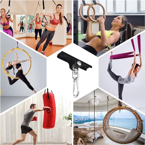 Heavy Punching Boxing Bag Hanger, Wall Ceiling Heavy Bag Mount Wood Beam Hook, Heavy Bag Hangers Brackets 360° Rotating for Boxing Muay Thai Training, Aerial Yoga Swing & Hammock