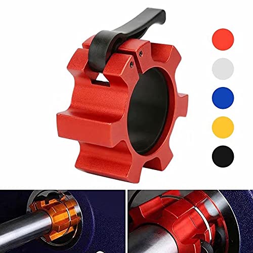 Metal Olympic Barbell Clamps 2inch Heavy Duty Exercise Collars,Weight Clips for 2" Barbell,Quick Release Weight Clamps for Weightlifting, Olympic Lifts Strength Fitness Training 1 Pair - color: Red