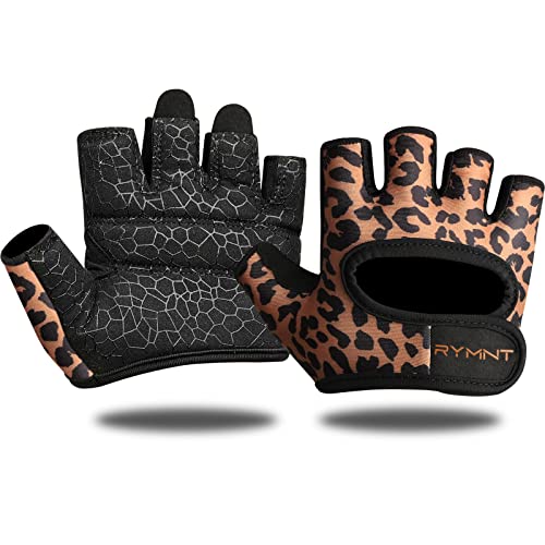 Short Workout Gloves for Women Men, Weight Lifting Gloves Full Palm Pads | Minimal Gym Gloves for Weightlifting, Exercise, Fitness, Training, Extra Grip, Fingerless Work Out Gloves Womens, Breathable - color: Leopard, size: Medium