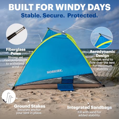 Beach Tent Sun Shelter – UPF 50+ UV Protection, Lightweight Portable Pop-Up Canopy, Windproof Shade with Sandbags, Carry Bag for Beach, Camping & Outdoor Travel (Dark Blue) - color: Dark Blue