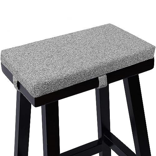 Tromlycs Saddle Bar Stool Cushion Rectangle Small Bench Cushion, Light Grey | Rectangular Seat Cushion, Rectangle Bar Stool Cover Pad, Kitchen Farmhouse, with Strap Ties, 18x9.5 Inch - color: Light Grey