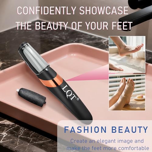 LQT® Electric Foot File – Rechargeable Callus Remover for Hard, Cracked Skin – At-Home Pedicure Kit for Smooth Feet (Men & Women) (Black) - style: Black