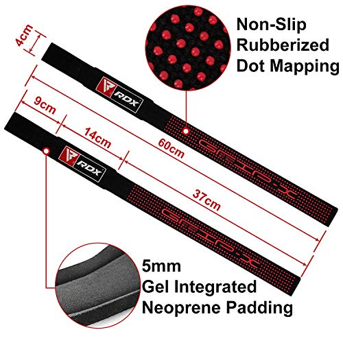 RDX Lifting Straps for Weightlifting –100% Cotton Heavy Duty Gym Wrist Strap with 5MM Neoprene Padding, 60CM Anti-Slip Hand Grip Wraps for Deadlifts Powerlifting Workouts Strength Training, Men Women - color: Dotted Black