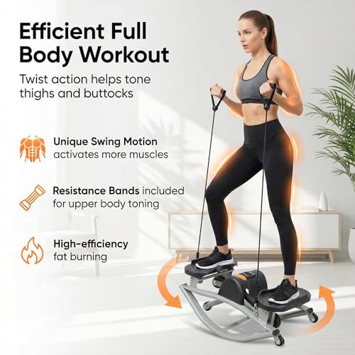 Lateral Rocking Fitness Stepper - Low-Impact Home Workout Machine for Knees & Joints with Digital Counter
